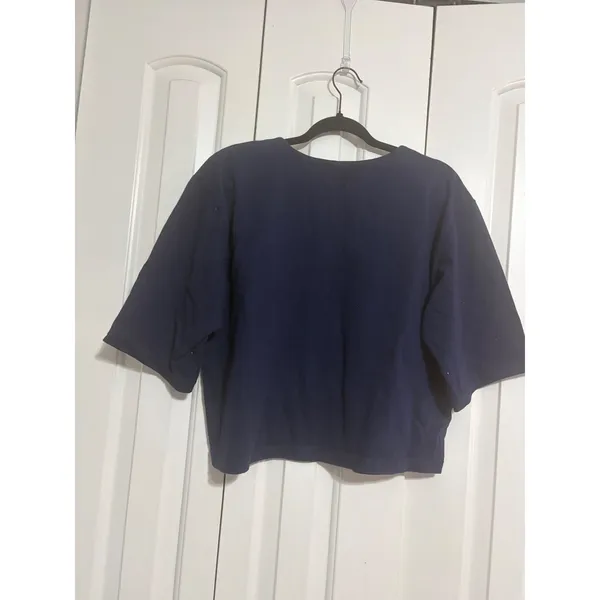 Catalina‎ T-Shirt Vintage Boxy Navy Blue Cropped Short Sleeve Large - Image 3