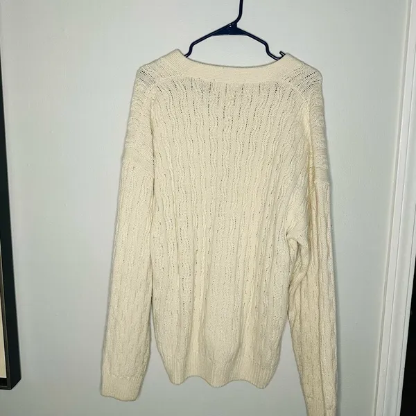 Vintage 80s Towncraft Acrylic Slouchy Cabled Oversized Cardigan Grande Size XL - Image 8