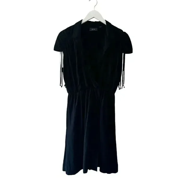Anthropologie Maeve Carlotta Ruched Shirt Minimalist Dress Black SZ XS #2257 - Image 3