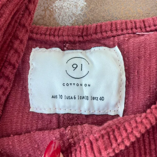 Cotton On Burgundy corduroy mini dress sz small - Image 6