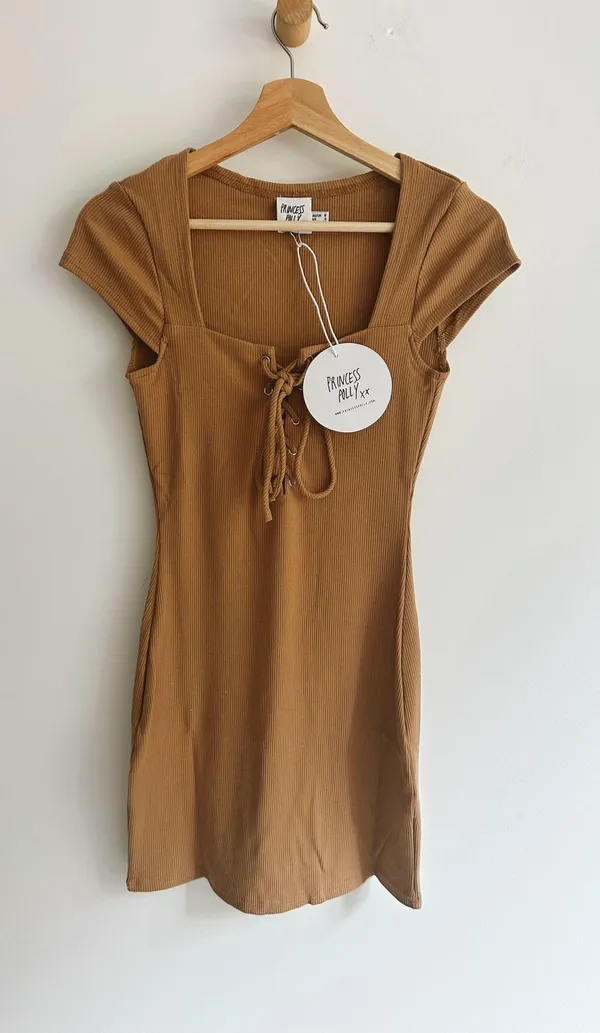 Princess Polly Caleb Mini Dress Brown - Image 4
