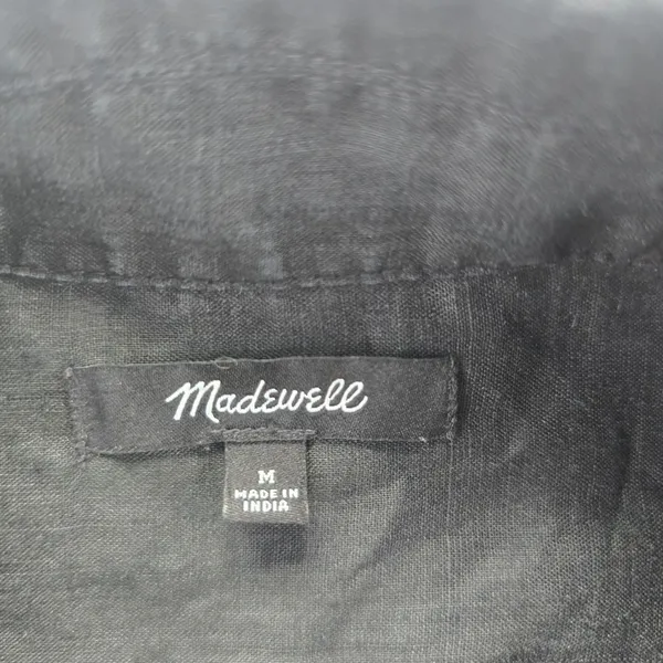 Madewell -534 Resort Long-Sleeve Shirt Black 100%‎ Ramie Size Medium - Image 9