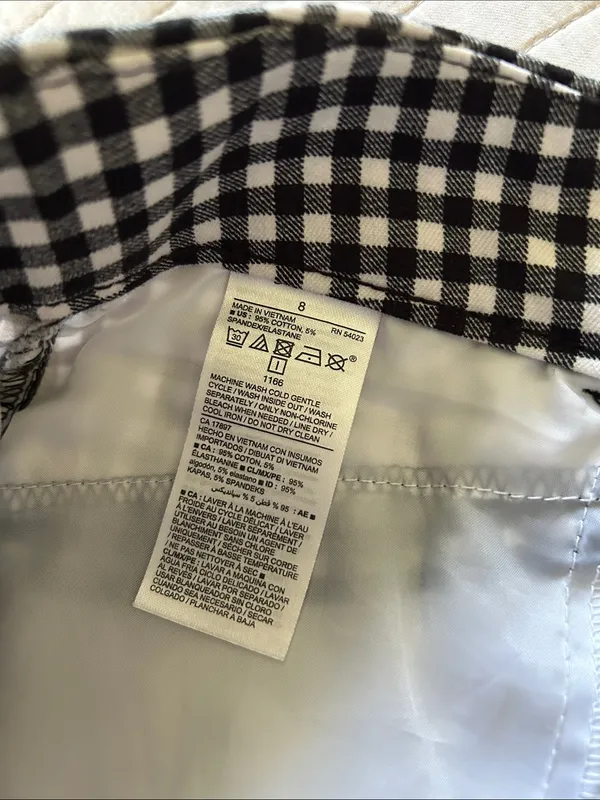 Old Navy, pixie straight ankle, black white gingham cotton pants 8 - Image 10