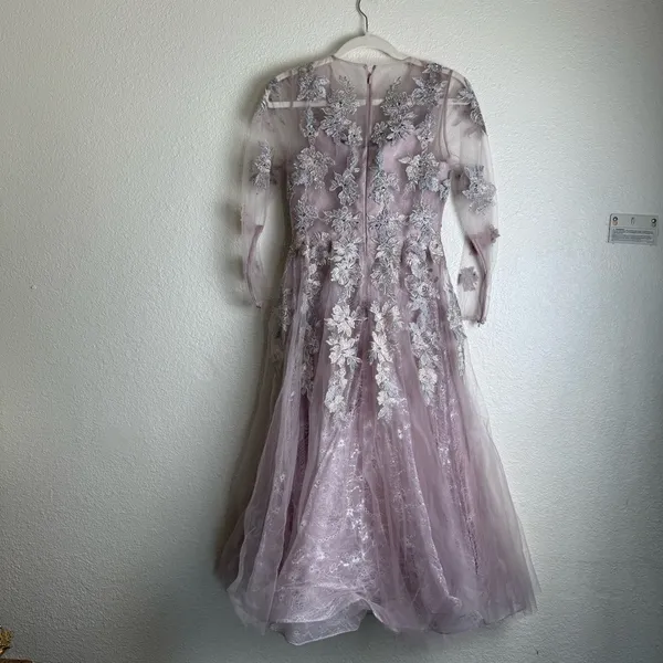 MAC DUGGAL Lace Tulle A Line Midi Dress - Image 11