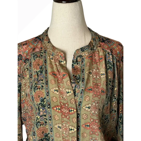 Paani Mini Dress Women Small‎ Tan Gold Metallic NWT Boho Floral Tassel Festival - Image 4