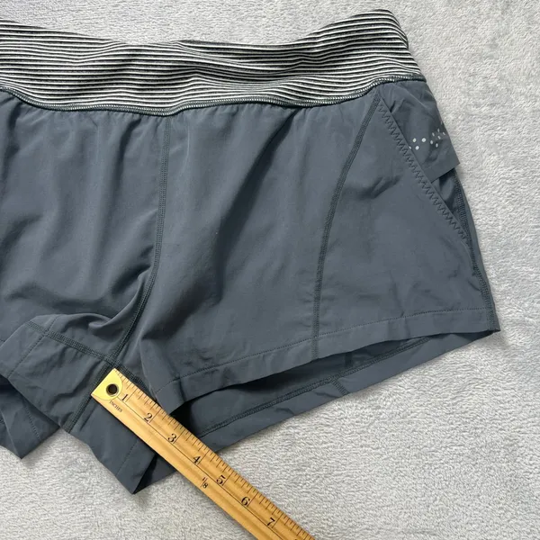 Zella Womens‎ XL Lined Athletic Shorts Striped Waistband Pockets Gray Blue Gym - Image 5