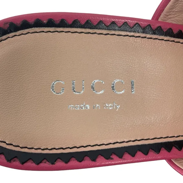 Gucci GG Studs Leather Platform Slide Sandal Rhodamine Pink Size 40 - Image 11