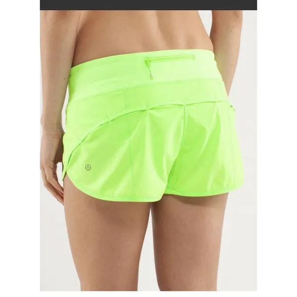 Lululemon Activewear Shorts 4 Green Speed Short Zip Pockets Built In Liner Logo - Image 4