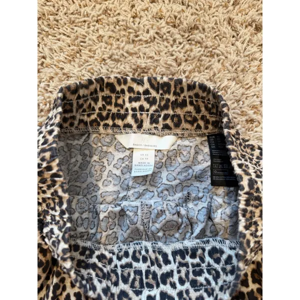 H&M Leopard Print Elastic Waist Shorts Brown Animal Print XS - Image 3