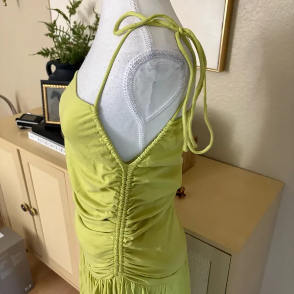 FREE PEOPLE BEACH‎ Green Liza Drop Waist Midi Dress Size Large - Image 3