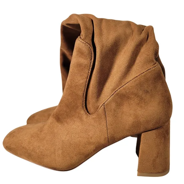 Nordstrom‎ Rack Tan Suede Square Toe Block Heel Knee High Boots Women Size 5 - Image 8