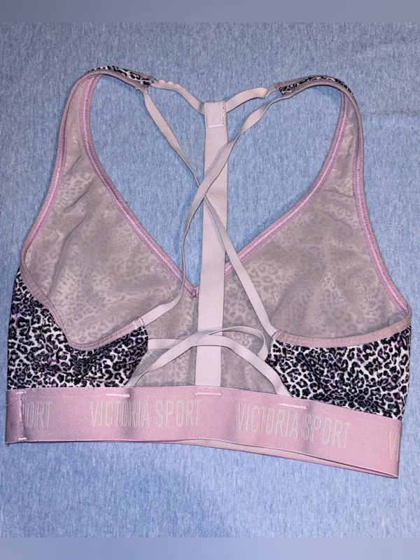 Victoria's Secret Sport Pink Leopard-Print Racerback Sports Bra - Image 2