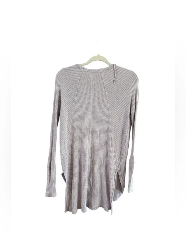 Free People Light Heather Gray Waffle Knit Scoop Neck Tunic Top - Image 8