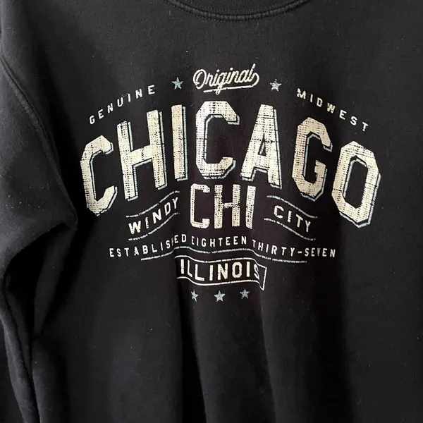 Chicago original navy blue comfortable crewneck sweater long sleeves medium‎ - Image 2