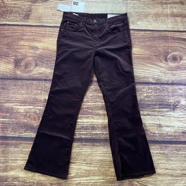 RAG & BONE 10 Inch Crop Flare Burgundy Suede Like Pants Size 28 Made In USA - Image 3