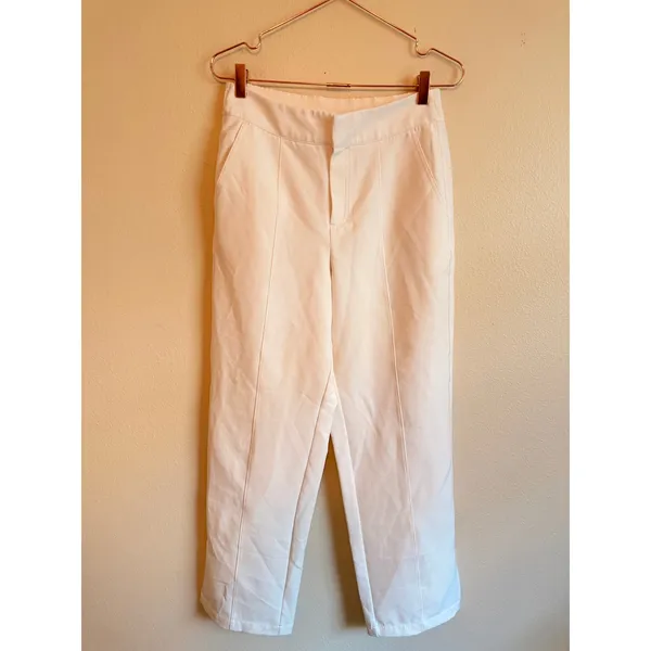 Calia Trousers Women Size M White Minimalist Elastic‎ Back Front Seam Pants - Image 3