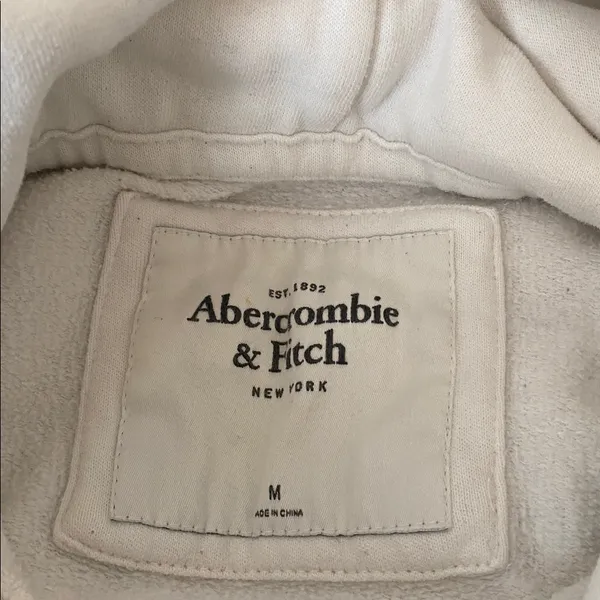 Abercrombie & fitch off white Y2K vintage hoodie sweat shirt size m - Image 3