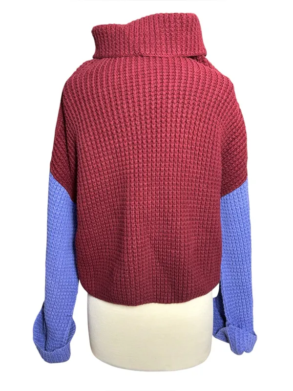 Free People Colorblock Oversized Turtleneck Sweater Size XS - Image 2