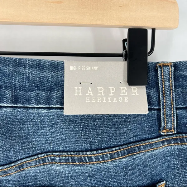 Harper Heritage Core Stretch Ripped Distressed Knees High Rise Skinny Jeans‎ - Image 10