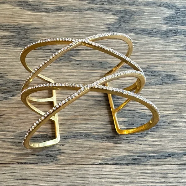 BaubleBar Gold Pavé Double Helix Cuff Bracelet - Image 2