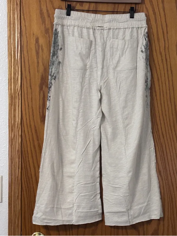 Grey State Cotton & Linen Graphic Print Crop Pants - NWT - Size 3 (US L) - Image 3