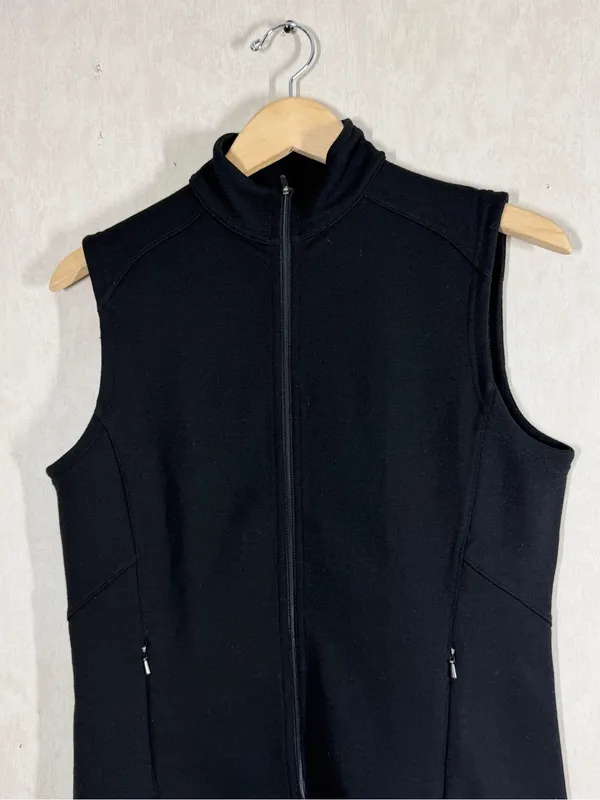 ibex Women’s Merino Wool Full Zip Vest Sleeveless in Black M - Image 2