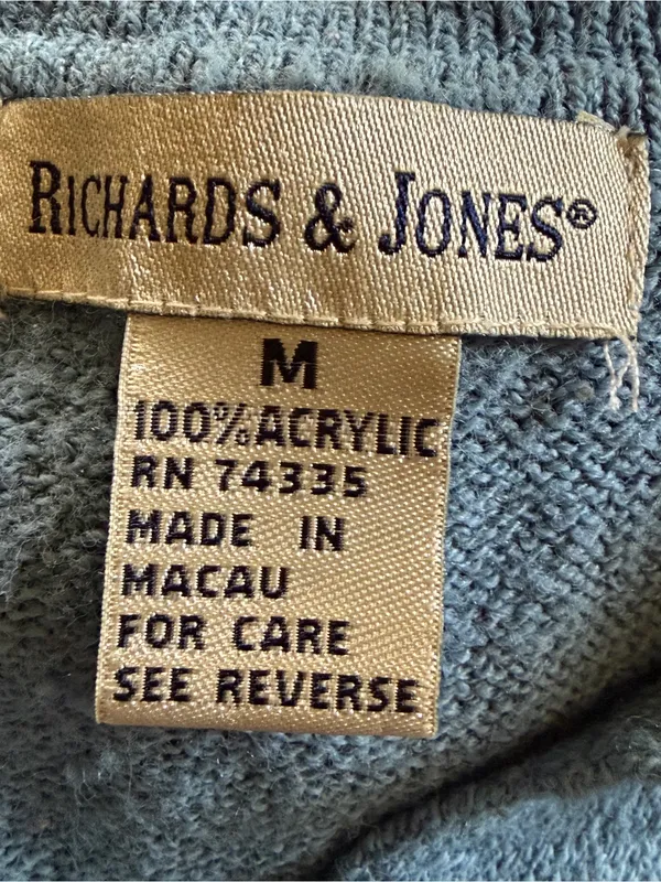 Richards & Jones Blue Button Up Cardigan Sweater Size M - Image 3