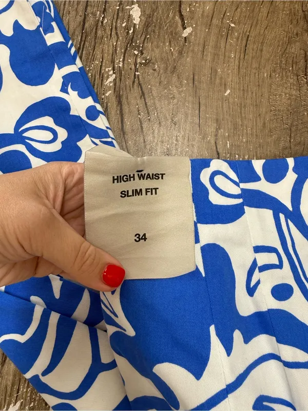 Zara Linen Blend Blue Floral Women's Pants Size 2 NWT - Image 5