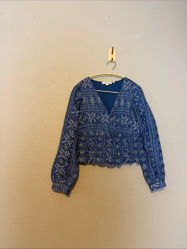 Anthropologie Forever That Girl Embroidered Smocked‎ Waist Top Size XL - Image 3