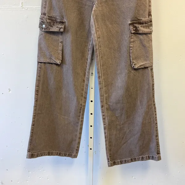PacSun Brown Cargo Wide Leg Pants High Rise Specially Dyed Streeetwear Size 25 - Image 4