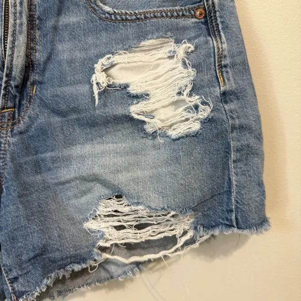 American Eagle Medium Wash High Waisted 90s Boyfriend Short Distressed Size 4 - Image 3