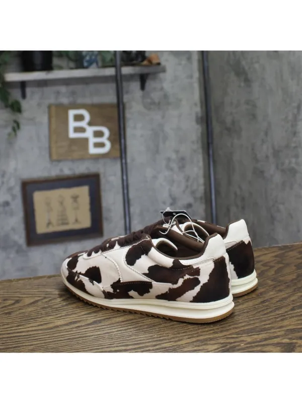 Universal Thread Skyler Cow Print Low-Top Lace Sneakers 94568019 Dark Brown 6M - Image 2