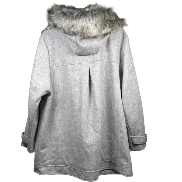 Coffee Shop NY Jacket Women's 2X Gray Full Zip Faux Fur Lined Hood Pockets NWOT - Image 2