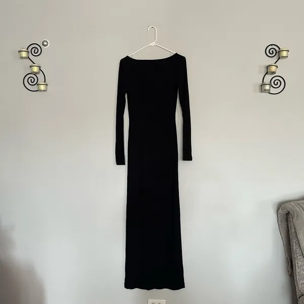 Skims Soft Lounge Long Sleeve Dress in Black - Image 5