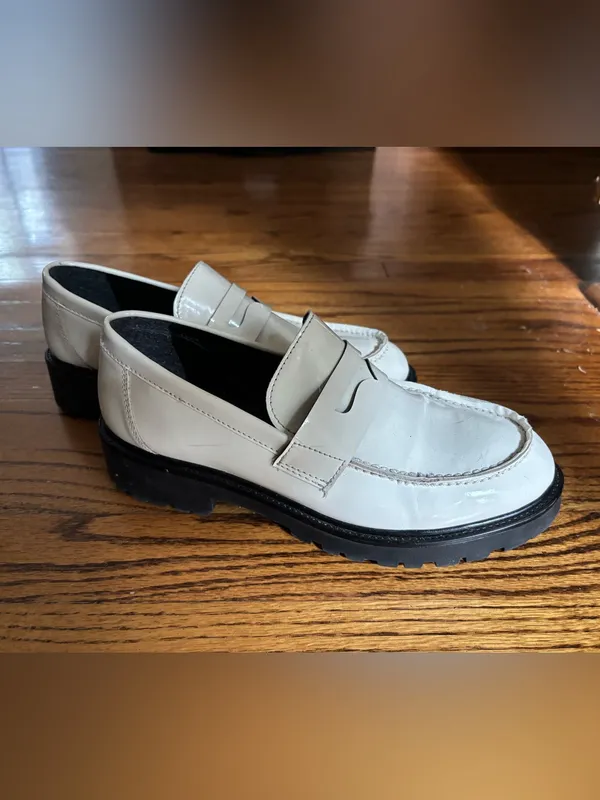 Steve Madden Lotto Cream & Black Chunky Patent Leather Loafers - Image 5