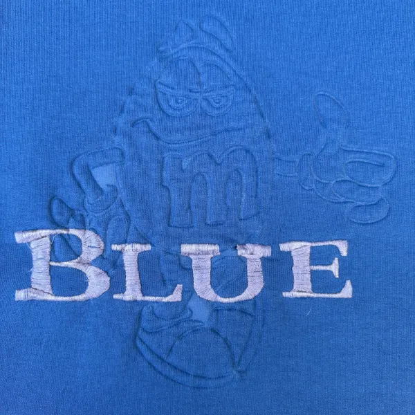 Vintage 90s M&M’s Blue Candy Embroidered Las Vegas Crewneck Sweatshirt Sweater - Image 5