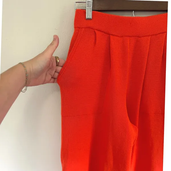 Free People FP Beach Freya Barrel Sweater Pants In Tangerine Orange Combo Sz S - Image 4
