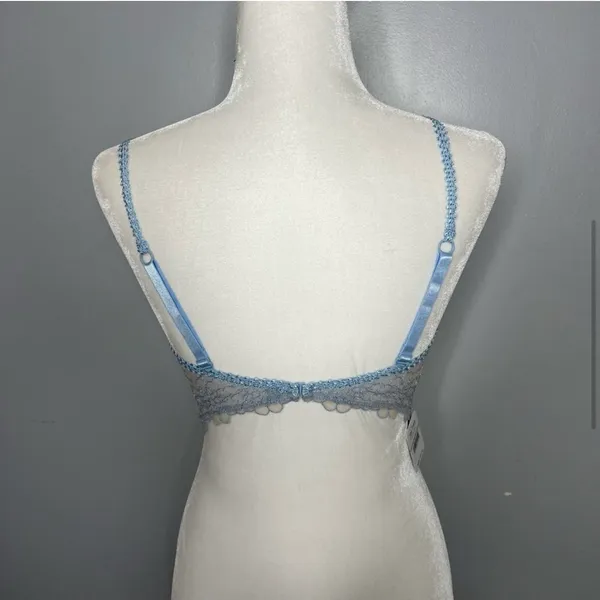 Size 32D Lucia Lace Convertible Underwire Lightly Lined Bra Blue NEW - Image 3