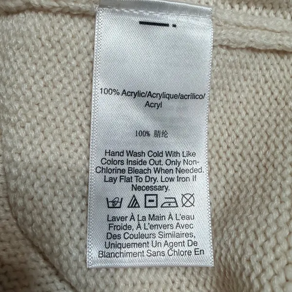 DKNY Jeans Womens Cream Mock Neck Logo Pullover Sweater Size Small - Image 6