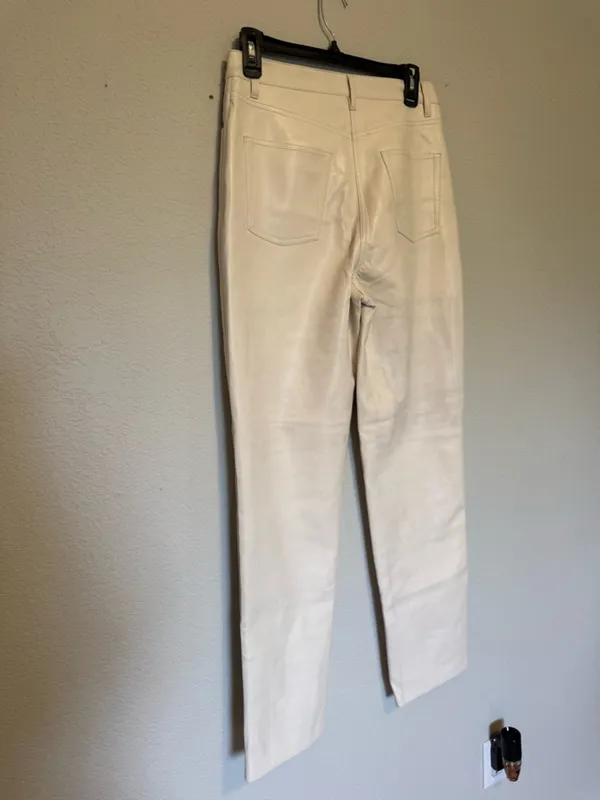 ARITZIA | Wilfred Melina Faux Leather Cream High-Waist Straight Leg Pants - 6 - Image 3