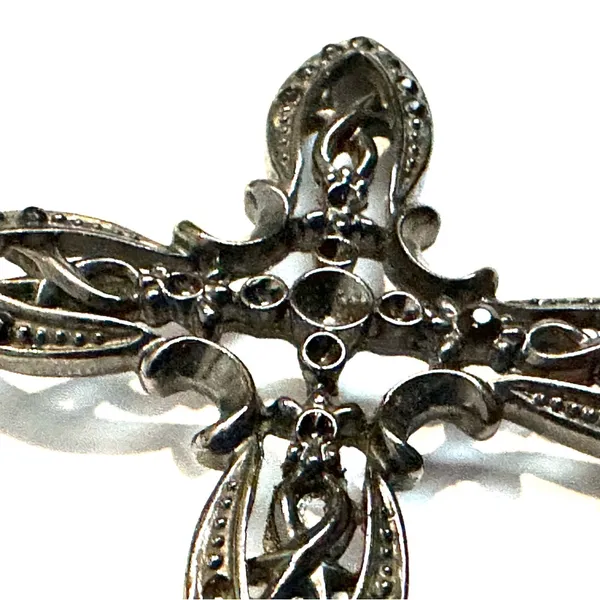 Unique Vintage Vintage Black and Silver Ornate Cross Pendant Necklace, Gothic and Punk Style - Image 3
