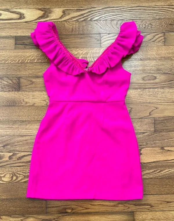 Hot Pink Ruffle DO+BE Dress - Image 2