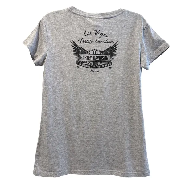 Harley-Davidson Graphic‎ T-Shirt Gray Excellent Studded Las Vegas Women Medium - Image 5
