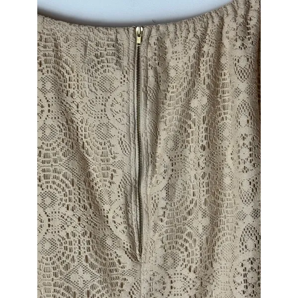 Judith March Shirt Women Large Beige Lace Embroidered Bell Sleeve Tunic Boho‎ - Image 8