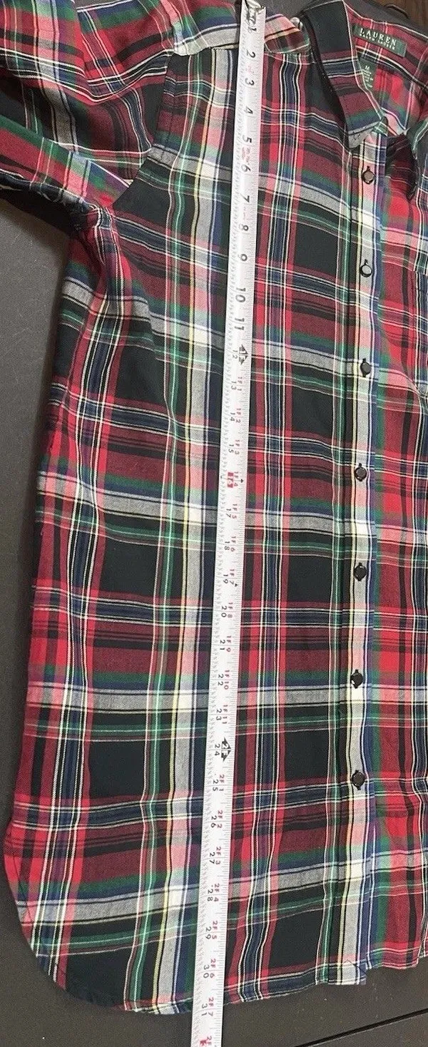 Lauren Ralph Lauren Red Green Plaid Button Up Shirt Embroidered Logo Holiday - Image 7