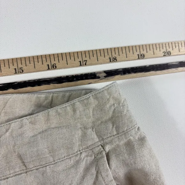 Eileen Fisher Pants Womens Large Beige Linen Cargo Wide Leg Pull On Cropped - Image 7