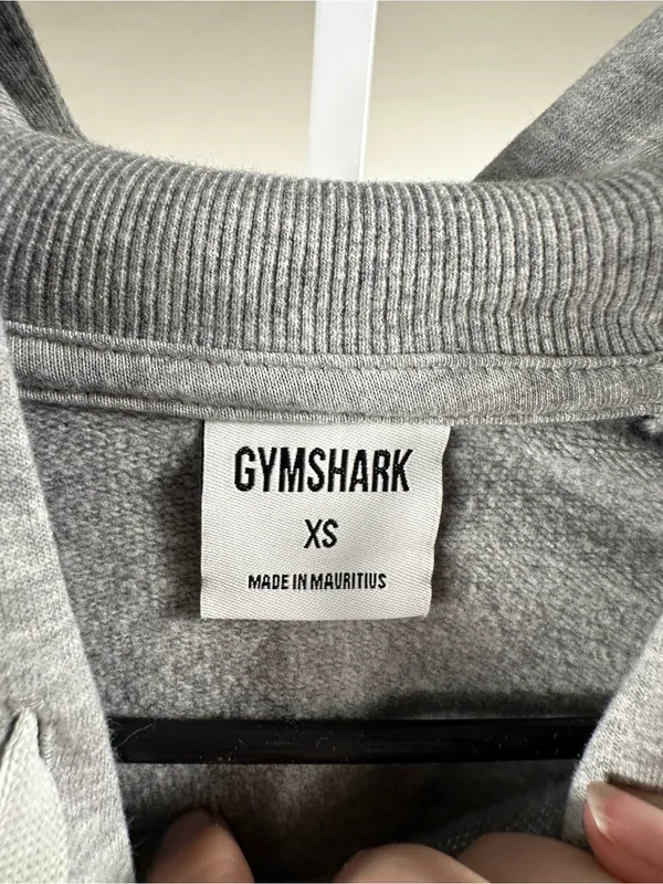 S265. Gymshark Women's Cropped Hoodie in Light Gray- oversized fit - Image 3