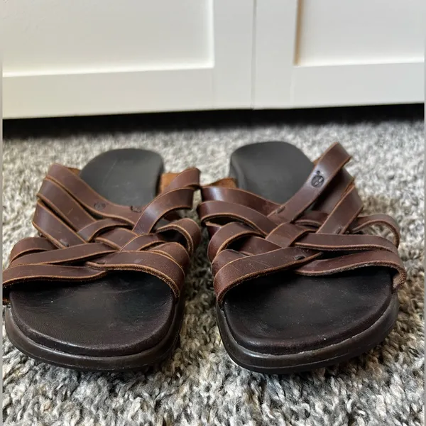 Timberland Women’s Brown Braided Leather Sandals Smart Comfort System Size 7.5‎ - Image 5