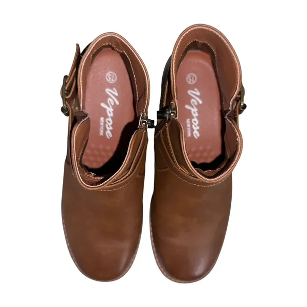 VEPOSE Brown Women's Ankle Boot With‎ Buckle Rubber Outsole 7.5 - Image 5