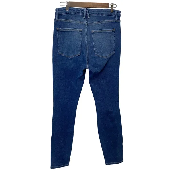 Good American Good Curve High Rise Ripped Jeans Women Sz 10 Skinny Medium Wash - Image 3